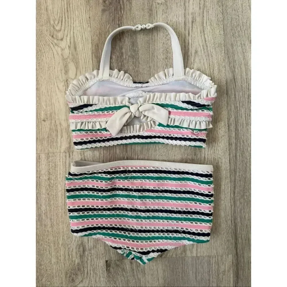 Janie and Jack 18-24 Months Baby Girl Textured Striped 2-Piece Swimsuit